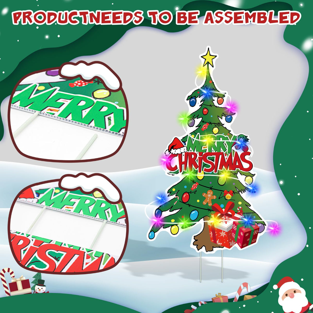 Large Christmas Yard Signs Outdoor-(With lights) 5PCS Whoville Christmas Decorations,Funny Green Monster Stealing Party Supplies Holiday Decorations