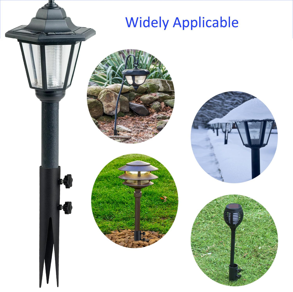 Wdwlbsm 4 Pcs Steel Torch Stakes,Garden Stakes for Outdoor Lights,Metal Ground Spike Replacement Stakes for Solar Lights & Live Flame Torches,Outdoor Torch Stand Stake for Flagpoles, Fishing Rods
