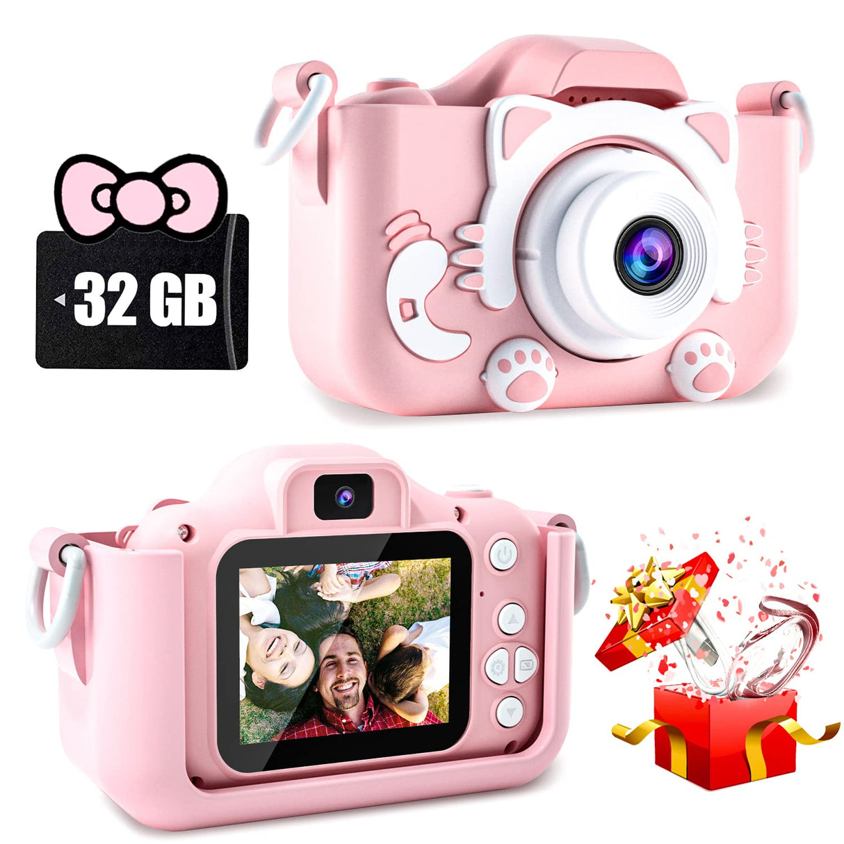 CIMELR Kids Camera Toys for 3 4 5 6 7 8 9 10 11 12 Year Old Boys/Girls, Kids Digital Camera for Toddler with Video, Christmas Birthday Festival Gifts for Kids, Selfie Camera for Child, 32GB TF Card