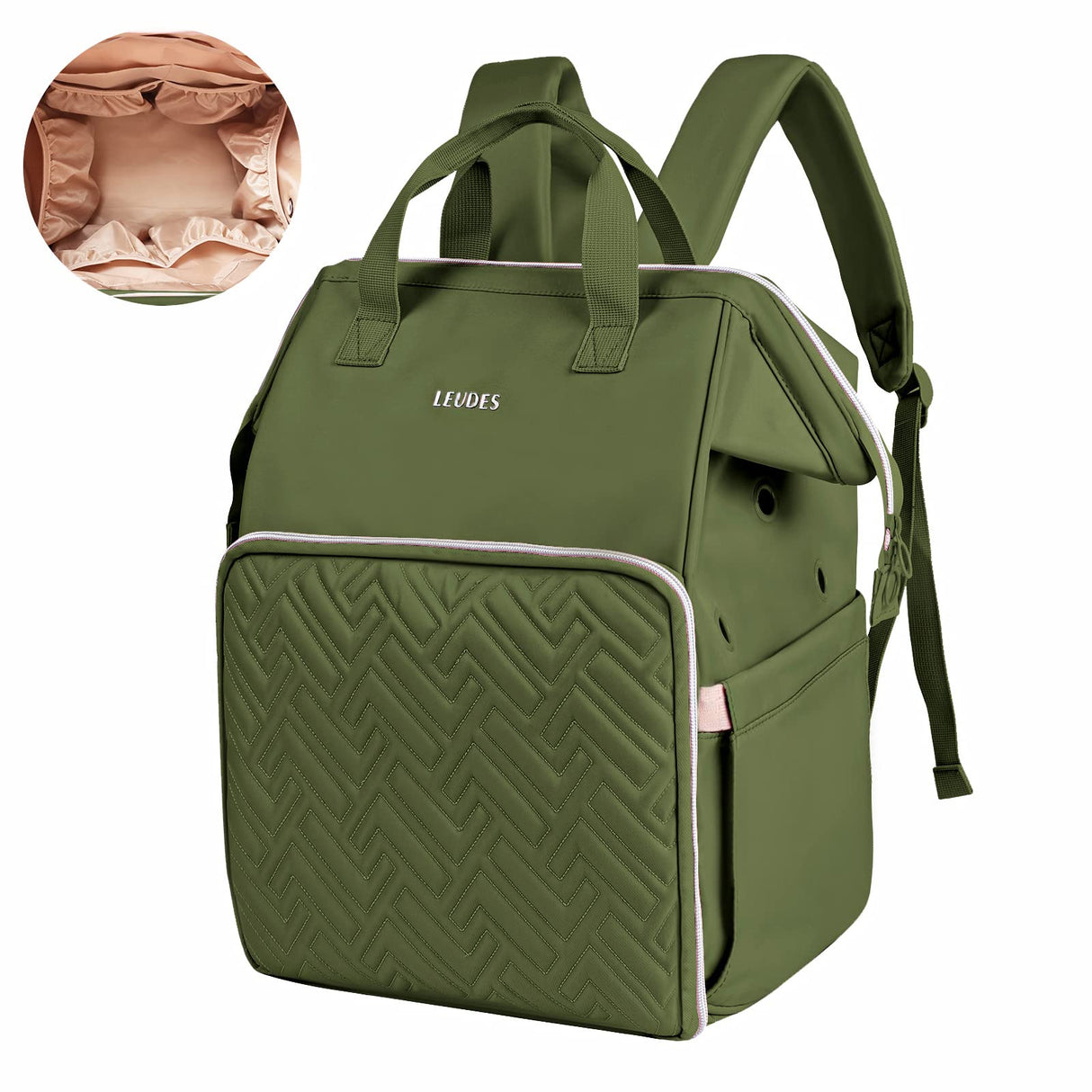 Leudes Knitting Bag Backpack,Yarn Storage Organizer Large Crochet Bag Tote Christmas Gift Yarn Holder Case for Carrying Projects,Knitting Needles (Army Green)