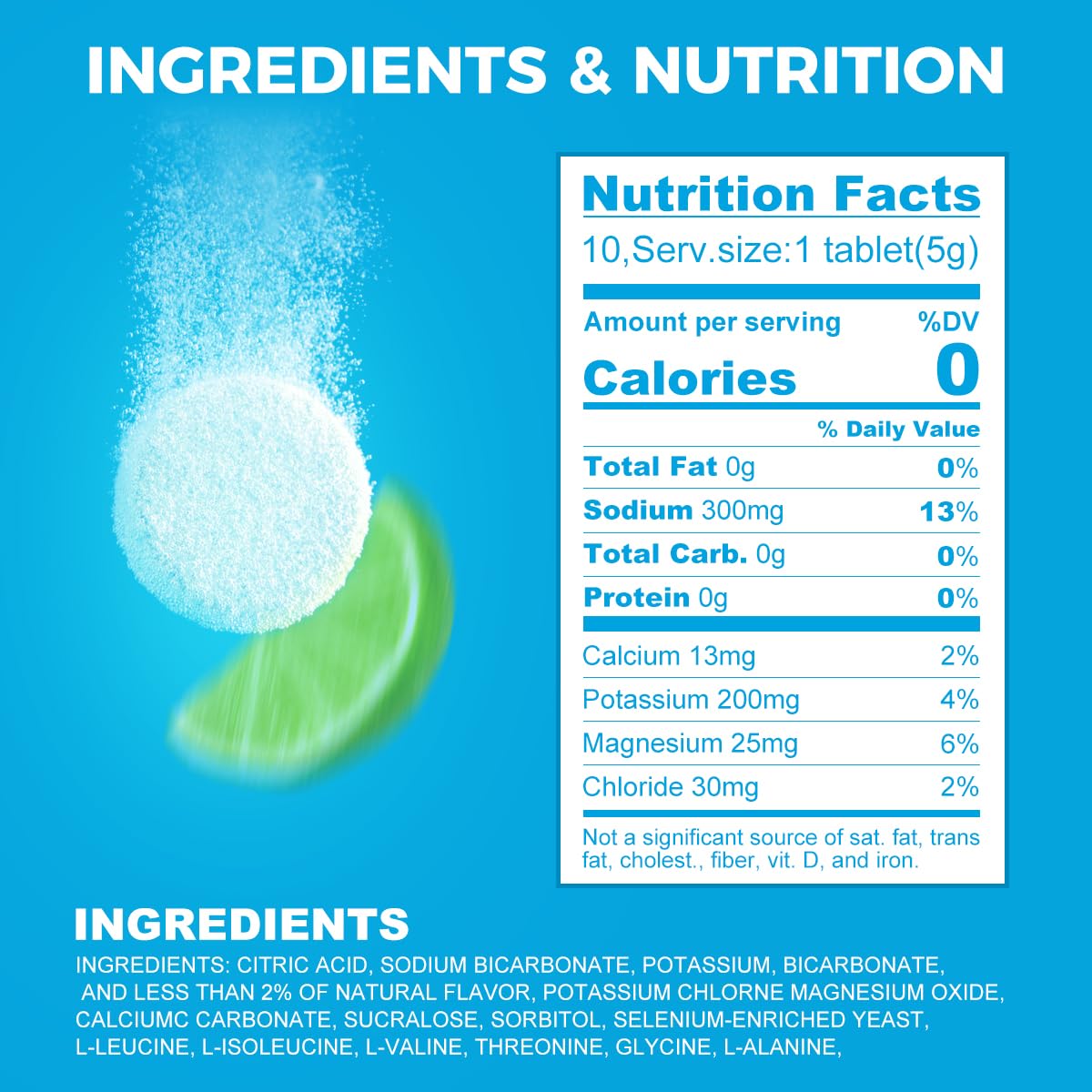 AiVital™ Sugar Free Electrolyte Tablets, Essential Electrolytes with BCAA and Selenium for Active Hydration-No Sugar, Keto Friendly, Vegan and Non-GMO, 40 Servings