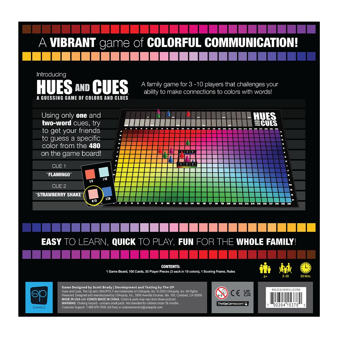 HUES and CUES - Vibrant Color Guessing Board Game for 3-10 Players Ages 8+, Connect Clues and Guess from 480 Color Squares