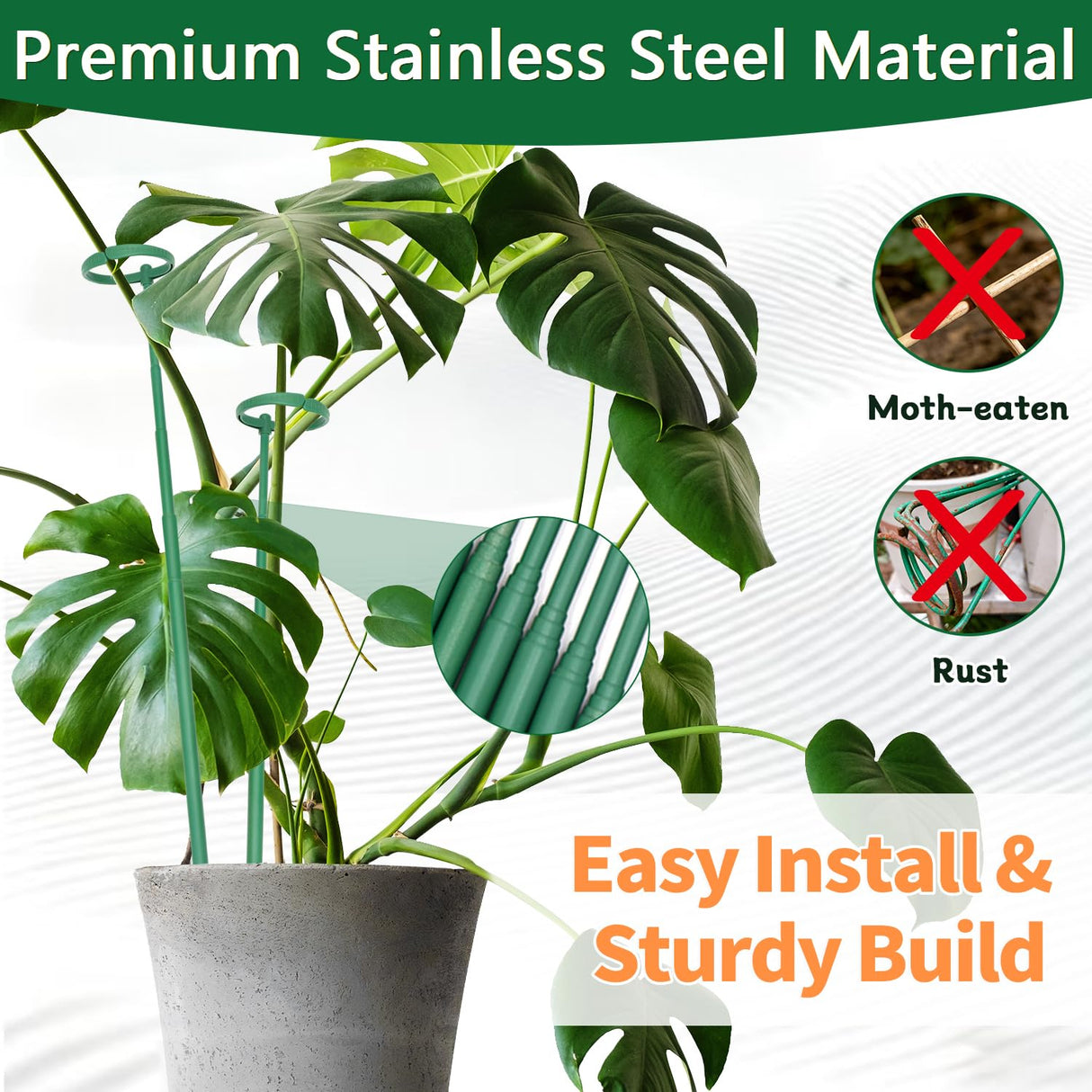 Telescoping Monstera Plant Stakes, 12.5-48.4IN Indoor Plant Support- 7Pack