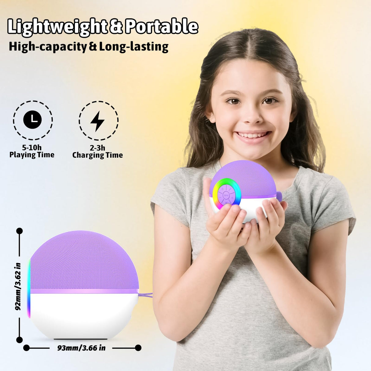 Heroange Karaoke Microphone Machine Toys for Kids Adults, Mini Portable Bluetooth Speaker with 2 Wireless Mics, Christmas Birthday Gifts for Boys Girls Ages 3 4 5 6 7 8 9 10 11 12+ Year (Purple)