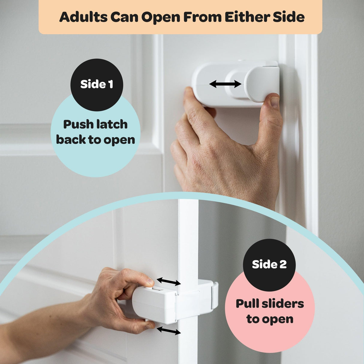 Huglock - The Snap-On Door Lock Kids Can't Reach or Defeat - No Tools or Adhesives Required - Works With Door Knob, Lever or Handle - Childproof Safety Locks are Toddler, Baby and Child Proof (1 Pack)