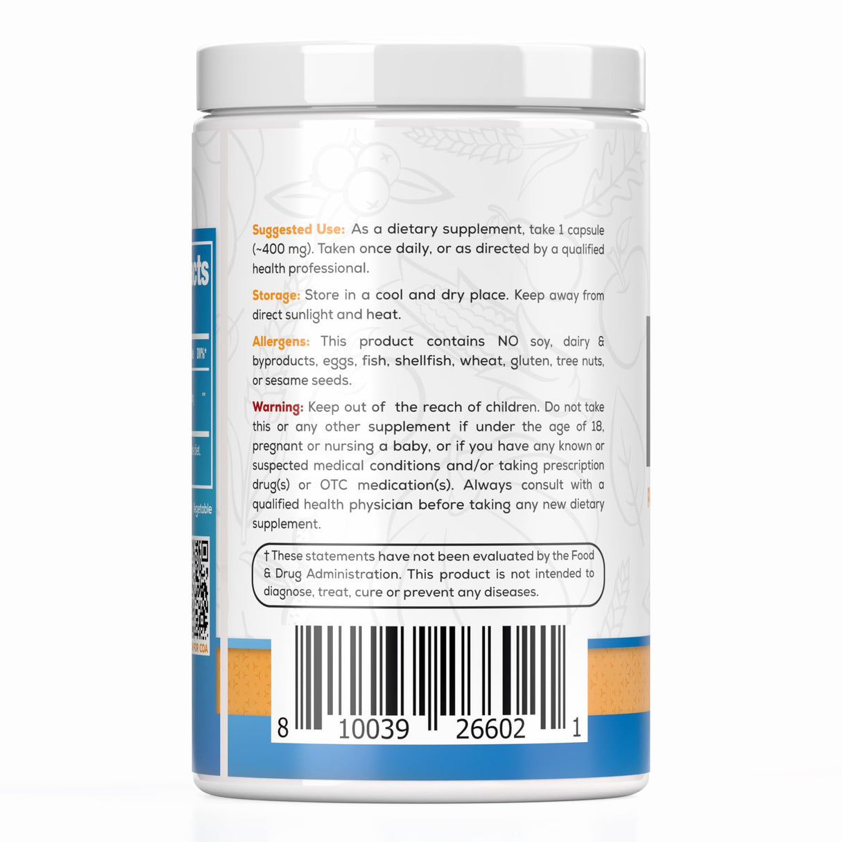 HARVEST NATURALS Palmitoylethanolamide Capsules | Pea 400mg | 400 Pill Count | Promotes Natural Inflammation & Discomfort Relief