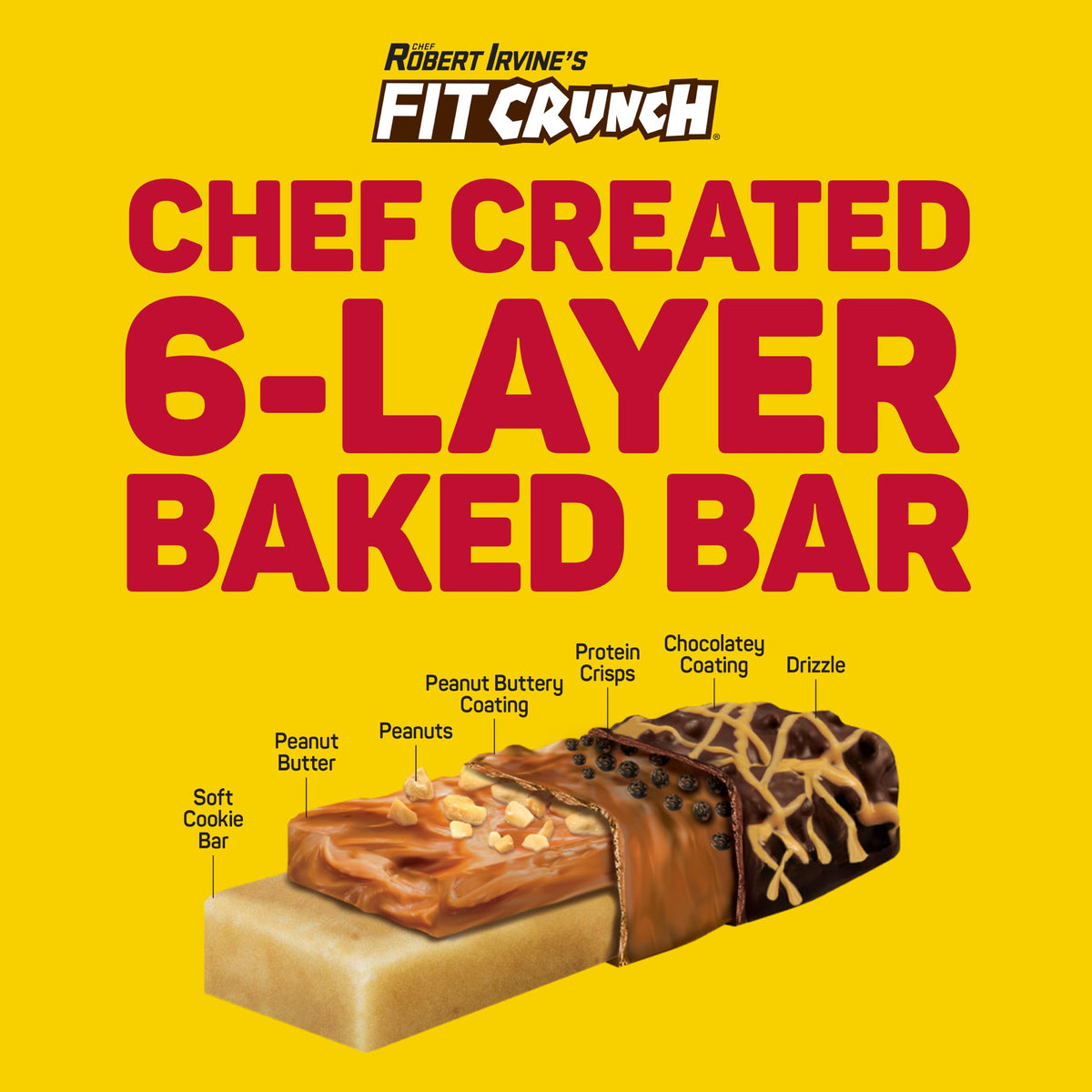 FitCrunch 16g High Protein Baked Bar, Chocolate Peanut Butter, 12 Ct