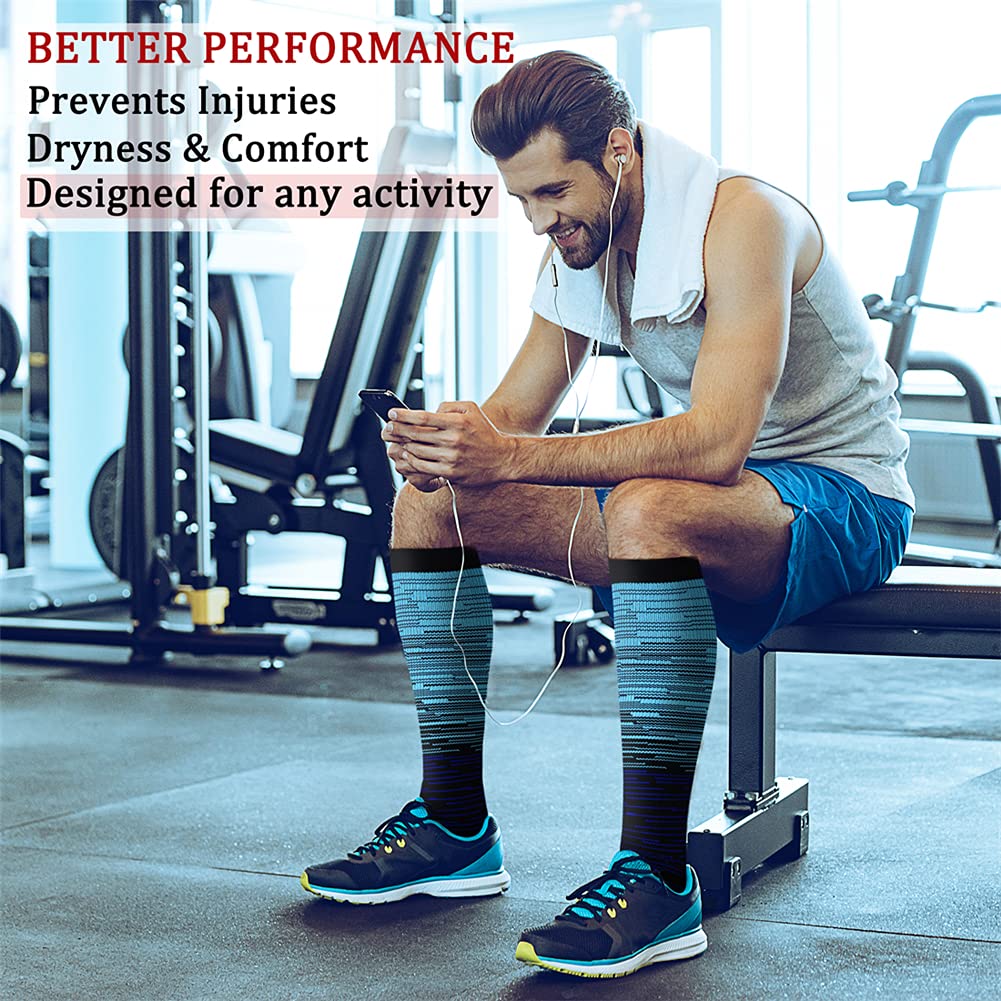 CHARMKING Compression Socks for Women & Men (8 Pairs) 15-20 mmHg Graduated Copper Support Socks are Best for Pregnant, Nurses - Boost Performance, Circulation, Knee High & Wide Calf (S/M, Multi 29)