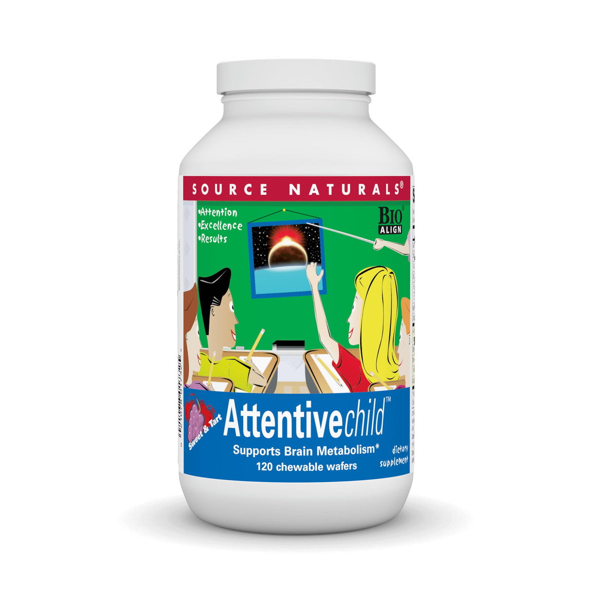 Source Naturals Attentive Child Chewable Wafers for Brain Metabolism Support - 120 Fruit Wafers