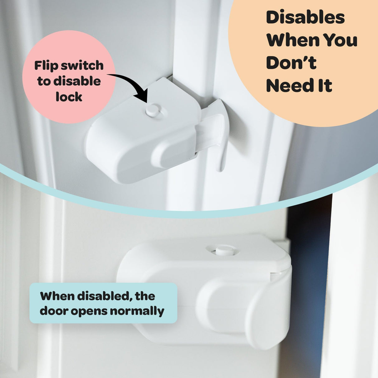 Huglock - The Snap-On Door Lock Kids Can't Reach or Defeat - No Tools or Adhesives Required - Works With Door Knob, Lever or Handle - Childproof Safety Locks are Toddler, Baby and Child Proof (1 Pack)