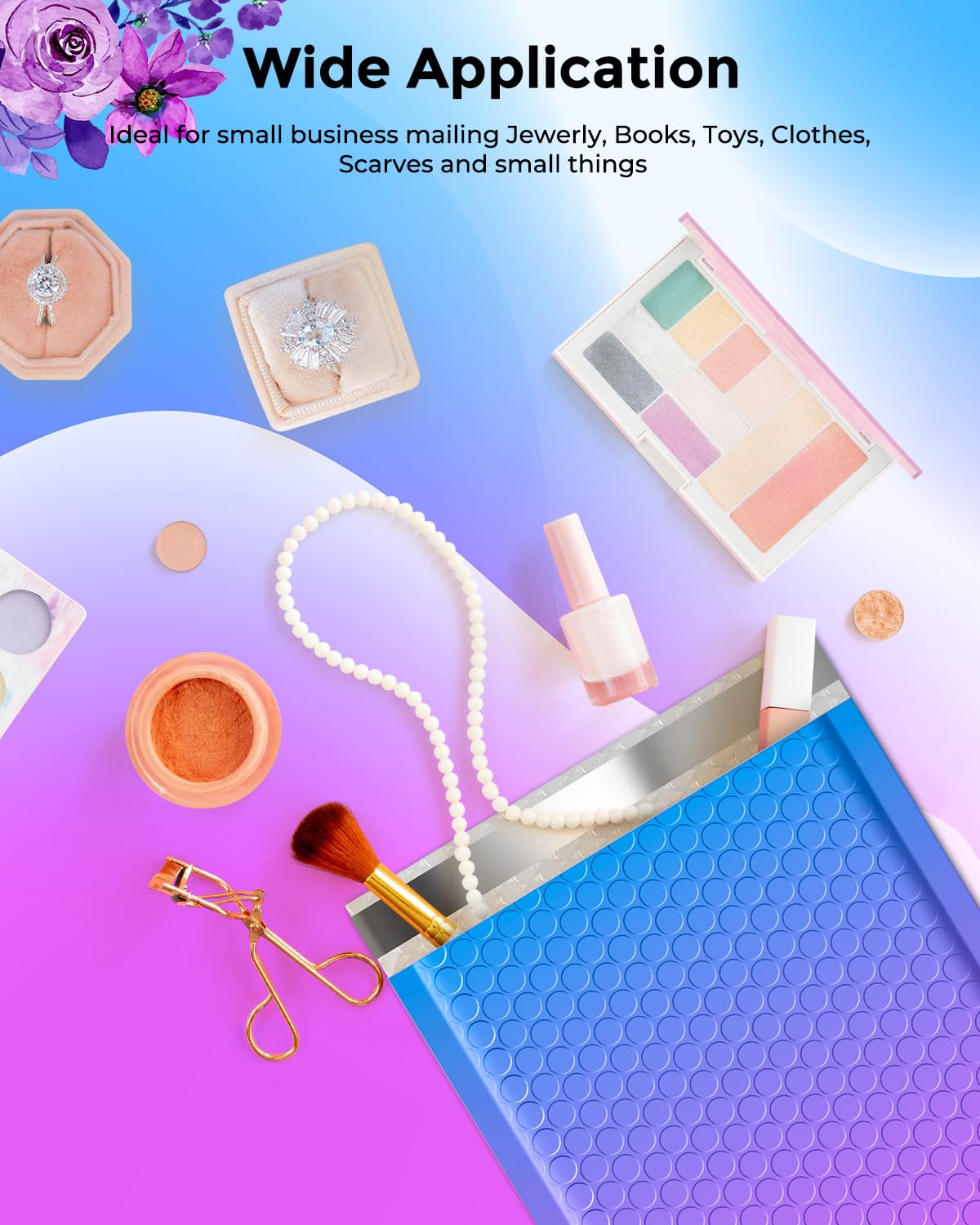 Metronic Bubble Mailers 6x10 Inch 100 Pack BluePurple Usable Size 6x9" Pretty Bubble Mailer Waterproof Padded Envelopes for Christmas Gift Packaging, Mailing, Shipping, Small Items Bulk