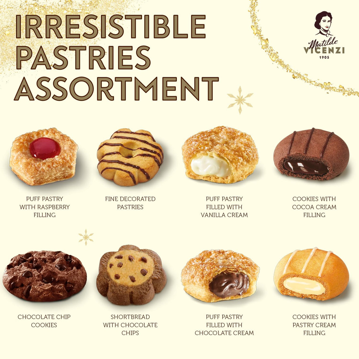 Matilde Vicenzi Venezia Cookie Gift Tin - Italian Pastries & Cookies in Individually Wrapped Trays - Gourmet Gifts For Thanksgiving & Christmas - Assorted Cookies in Italian Design Tin 32.5oz (920g)