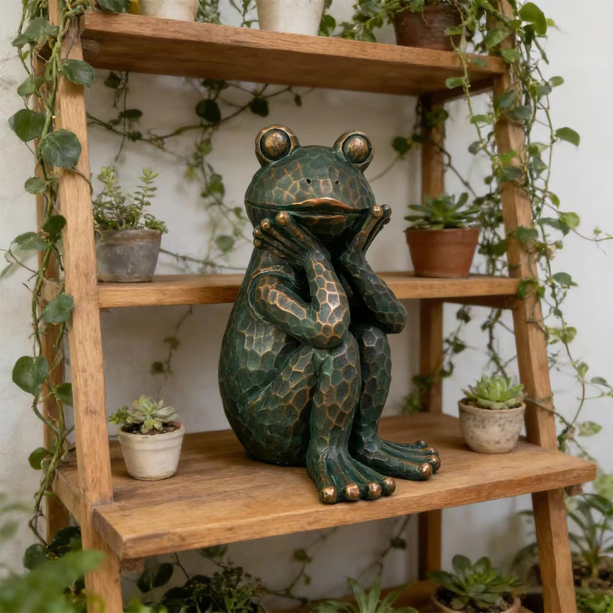 ResinHaven Meditation Frog Sculpture, 10" H 7.48" L Handcrafted Resin Zen Frog Statue, Suitable for Garden, Courtyard, Indoor and Outdoor Home Decoration