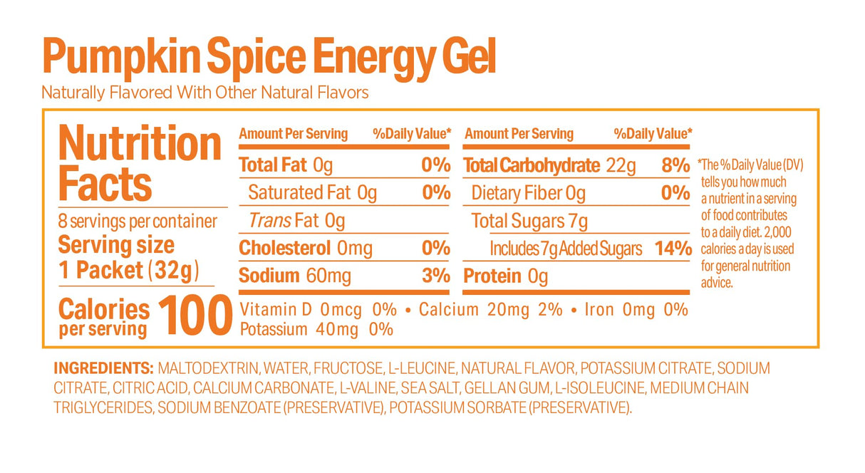 GU Energy Original Sports Nutrition Energy Gel, Vegan, Gluten-Free, Kosher, and Dairy-Free On-The-Go Energy for Any Workout, 8-Count, Pumpkin Spice