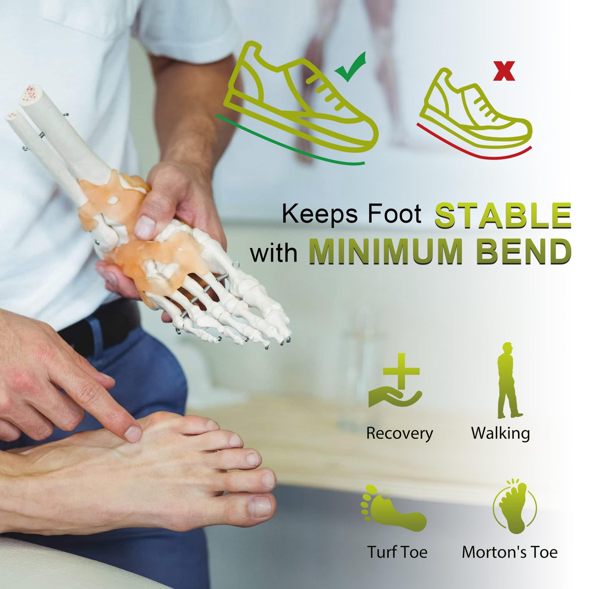 Carbon Fiber Insole(1 Pair), Carbon Fiber Foot Plate for Hallux Rigidus, Limitus, Turf Toe, Arthritis, Fractures, Rigid Sole Shoe Insert for Sports, Hiking, Trekking, Alternative to Post Op Shoe,255mm