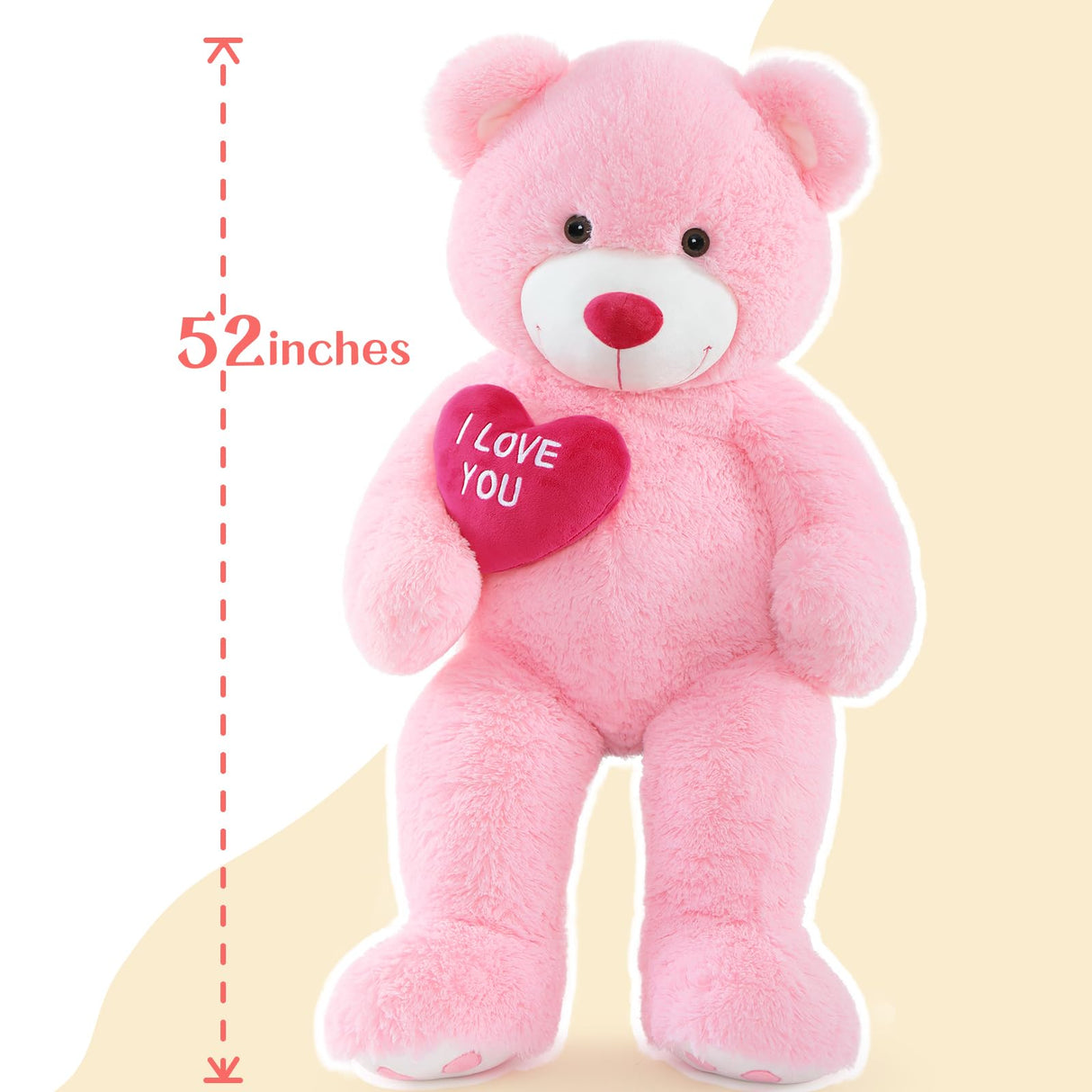 BENINY Giant Teddy Bear 52" - Big Stuffed Animal with Heart - Large I Love You Teddy Bear Plush Toys for Kid Christmas Birthday - Valentines Bear Gift for Girlfriend Wedding
