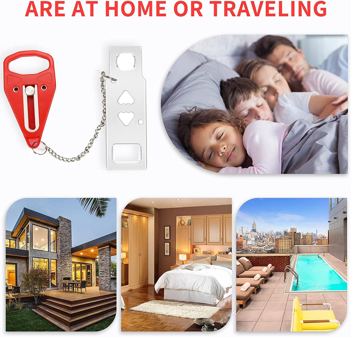 Portable Door Lock 2Pack Extra Lock for Additional Privacy and Safety in Home,Hotel and Apartment,Prevent Unauthorized Entry,Protect Family Security in Traveling,Home,Bedroom,Hotel,Apartment,AirBNB