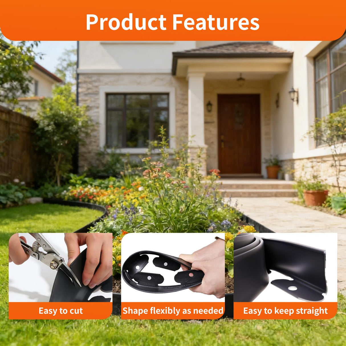4-in 100-ft Plastic Landscape Edging Decoration, Equipped with 150 Stakes