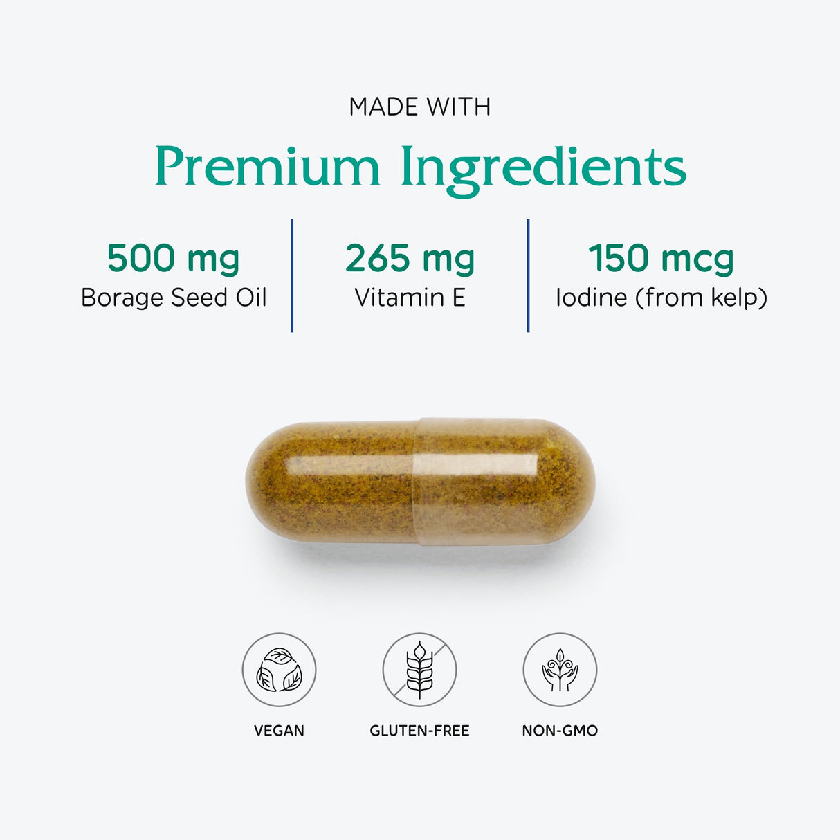 Vitanica Breast Cycle Blend, Breast Cycle Support, Iodine, Borage Seed Oil, Chaste Tree Berry (Vitex), Dandelion, Vegan/Vegetarian, 60 Capsules