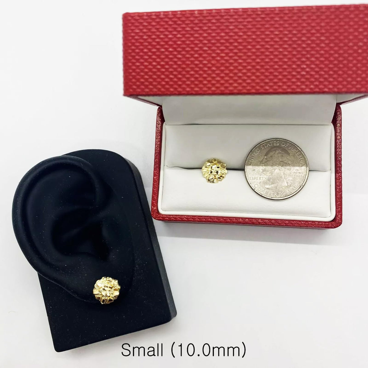 Unisex 14k Solid Gold Plated Brass Nugget Cookie Round Circle Stud Fashion Earrings Earrings 10mm/12mm/14mm For Men, Women (12mm (Diameter))