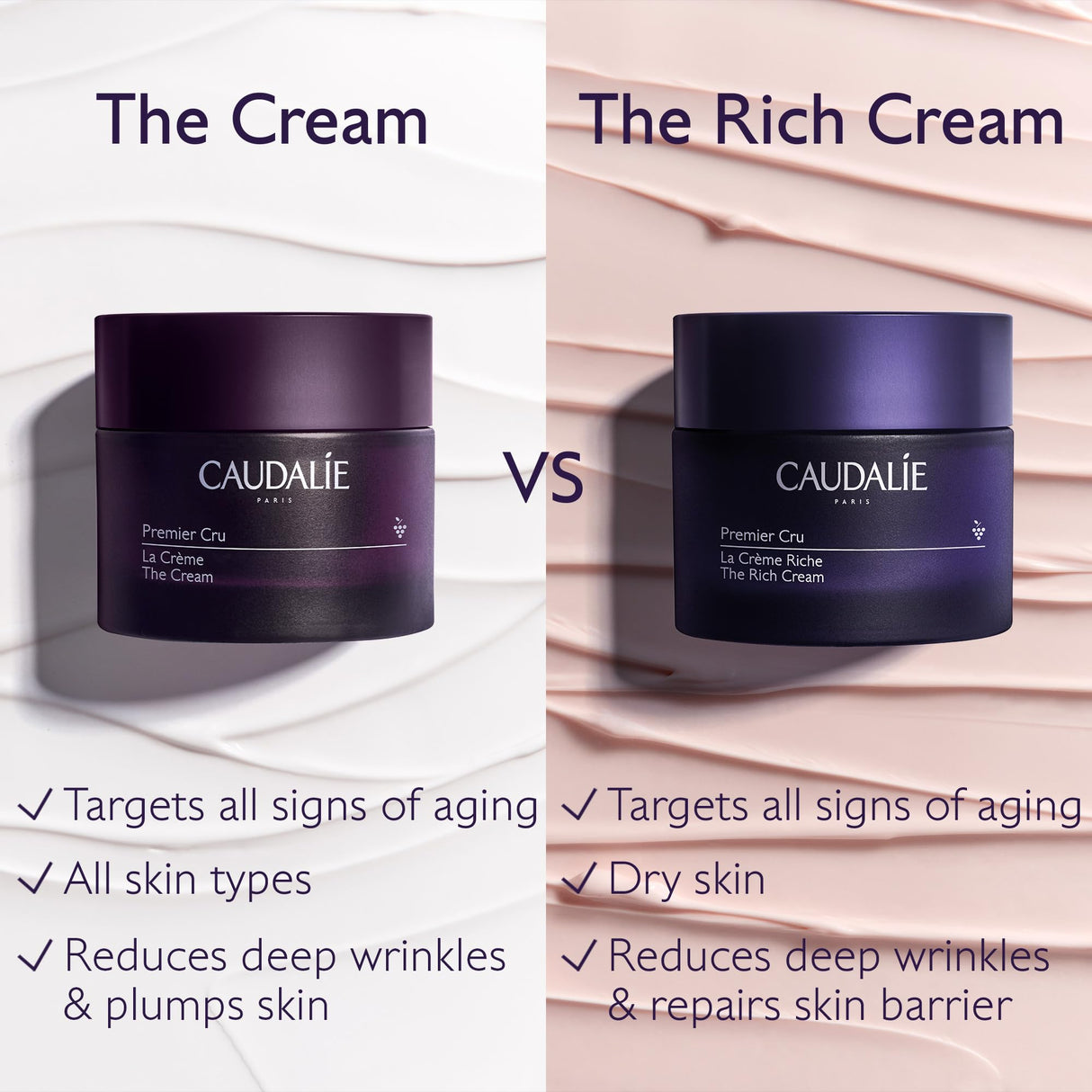 Caudalie Premier Cru The Rich Cream, Skin Barrier Repairing Rich Moisturizer with Ceramides, Refillable Jar - 50 ml
