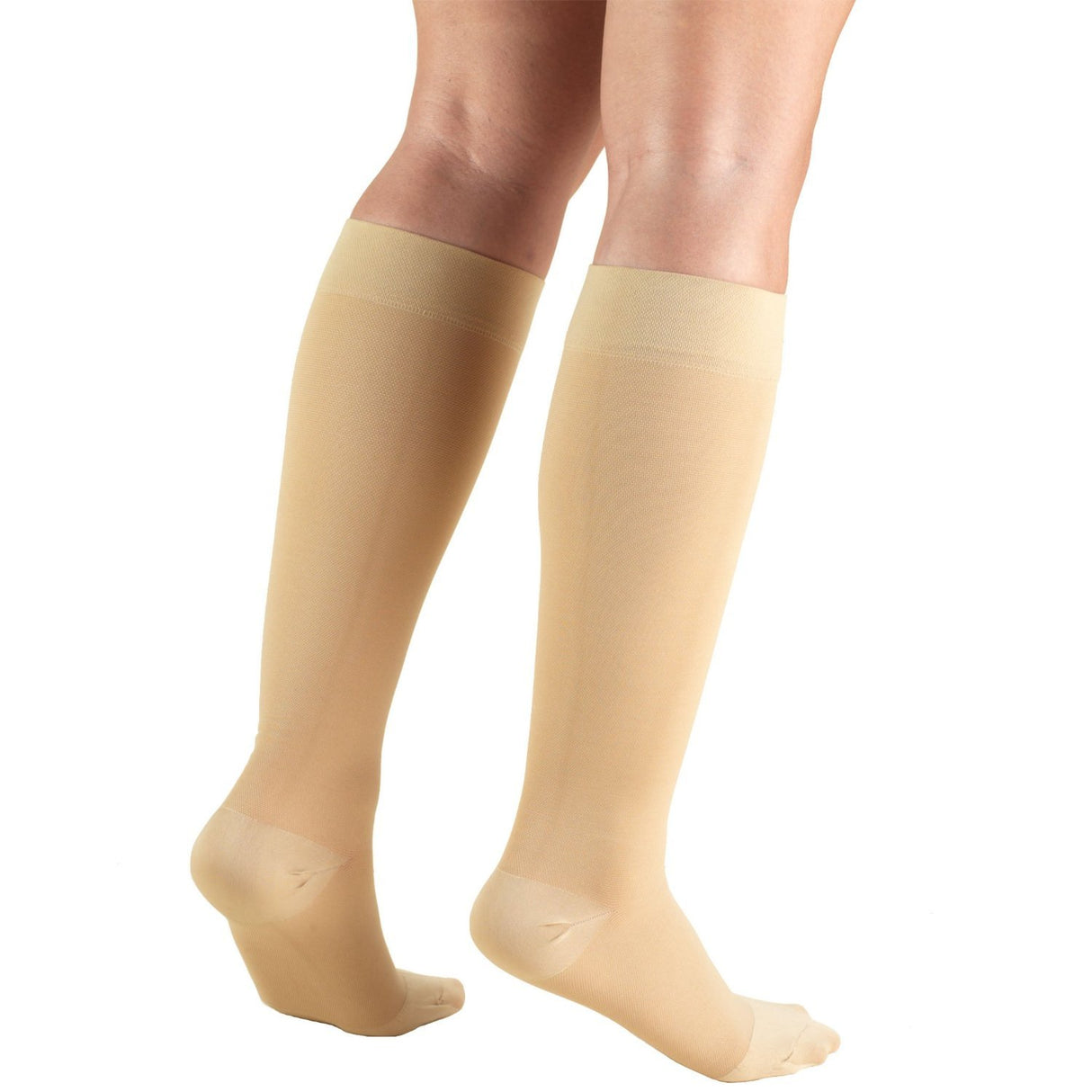 Truform 15-20 mmHg Compression Stockings for Men and Women, Knee High Length, Closed Toe, Beige, Medium