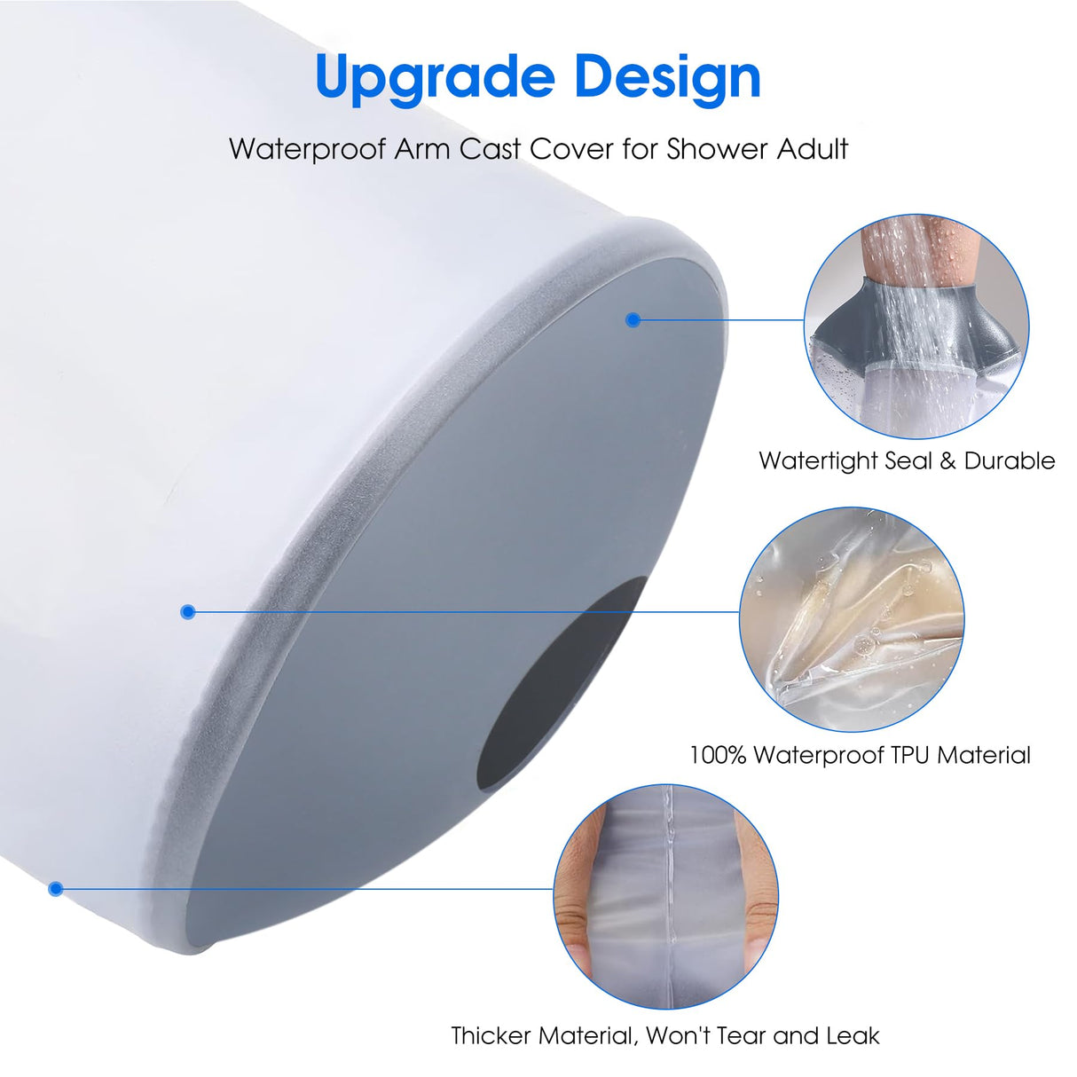 COMFYTHERA Waterproof Arm Cast Cover for Shower Wound Protector Bath Adult Watertight Cast Bag Showering for Surgery Bandage Broken Hand,Wrist,Finger, Elbow Reusable Durable (C-Long Arm-M)