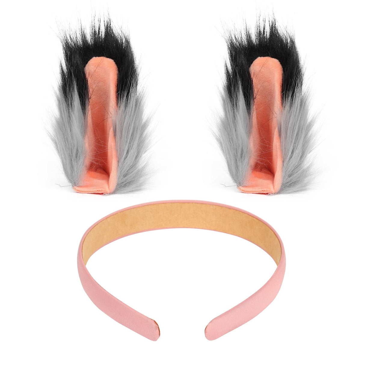 HAOAN Wolf Fox Tail Clip Ears and Gloves Set Halloween Christmas Fancy Party Costume for Women and Man Gray