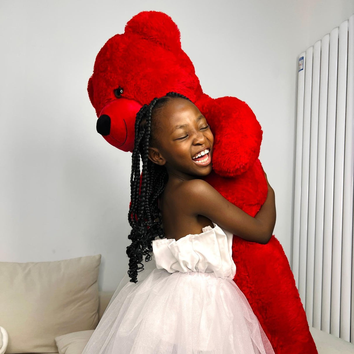 MaoGoLan Giant Teddy Bear Stuffed Animal 47inches,Red Classic Big Teddy Bear Plush Toy,Adorable and Fluffy Teddy Bear Gift for Christmas,Valentines Day,Baby Shower,Birthday,or Long Distance