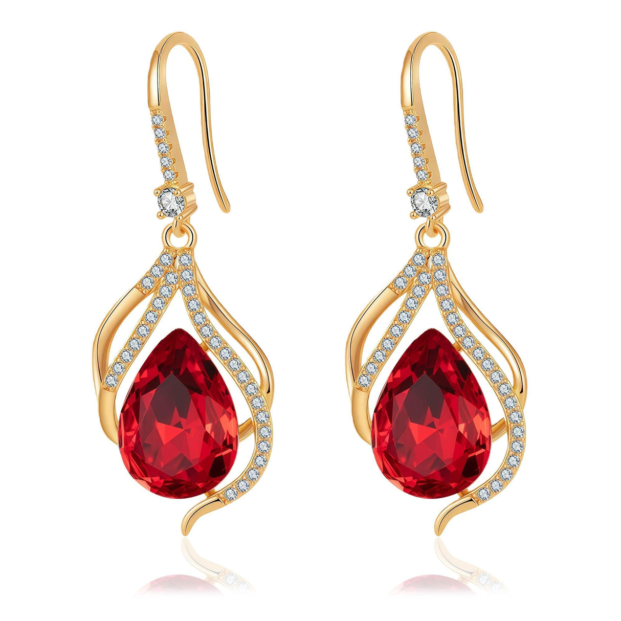 EVEVIC Austrian Crystal Teardrop Dangle Earrings for Women, French Hook