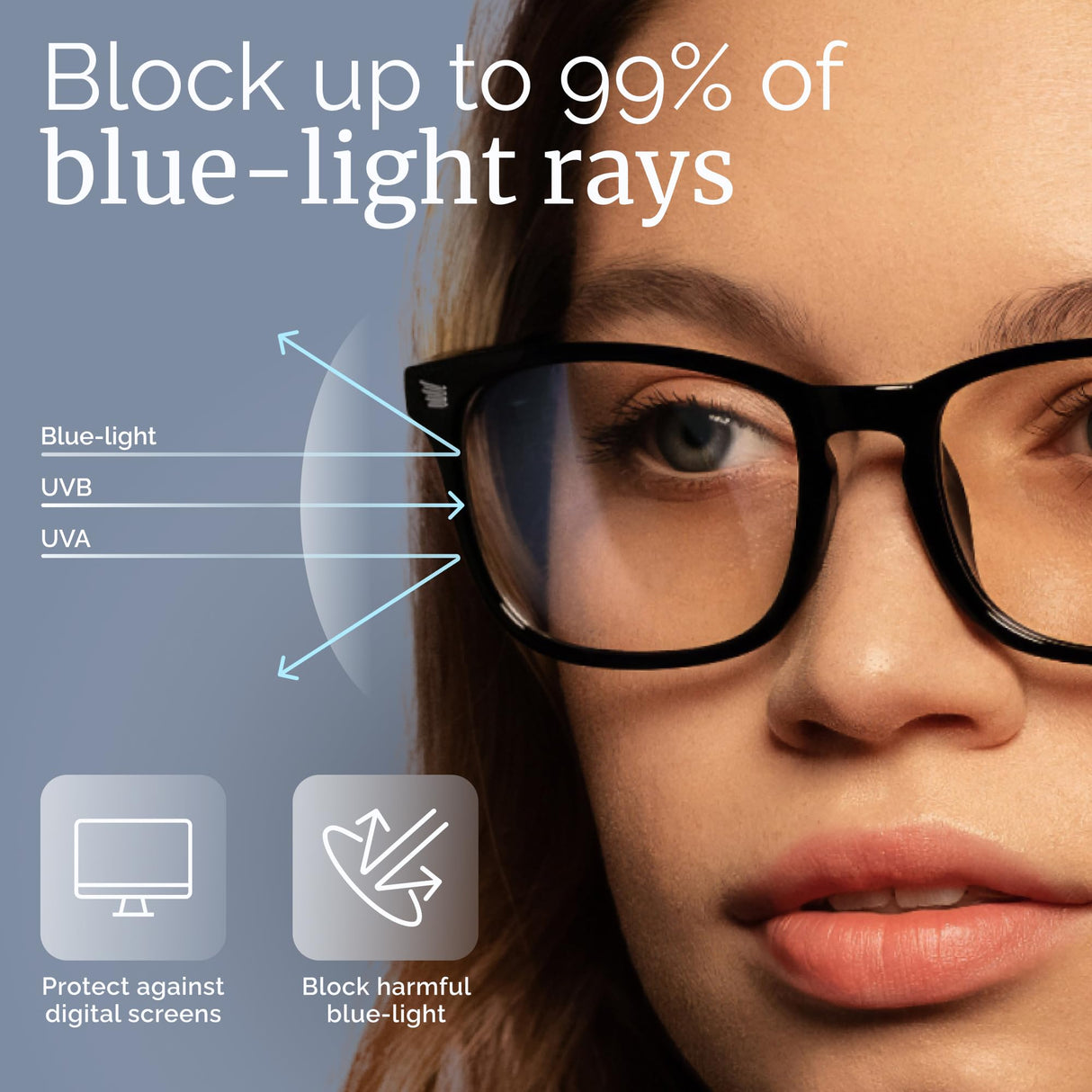 livho High Tech Blue Light Glasses - Advanced up to 99% Blue Light Blocking Computer Glasses - Anti Eyestrain & UV Glare Protection