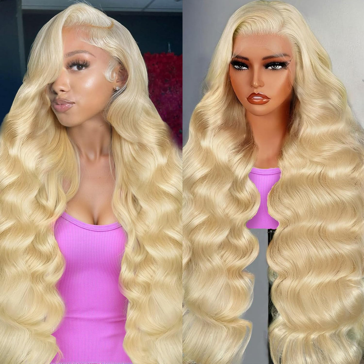 613 13X6 Lace Front Wig Human Hair Body Wave 200 Density HD Lace Front Wigs Human Hair Blonde Wig Human Hair Glueless Wigs Human Hair Pre Plucked Pre Cut 613 HD Lace Frontal Wig 13x6 for Women 24 Inch