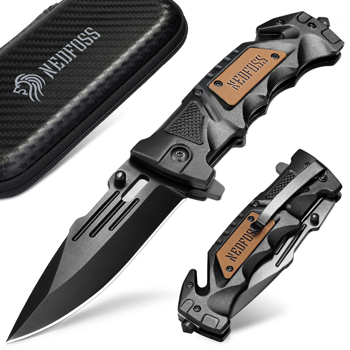 NedFoss Pocket Folding Knife DA75, 3 in 1 Pocket Knife Gifts for Men Women