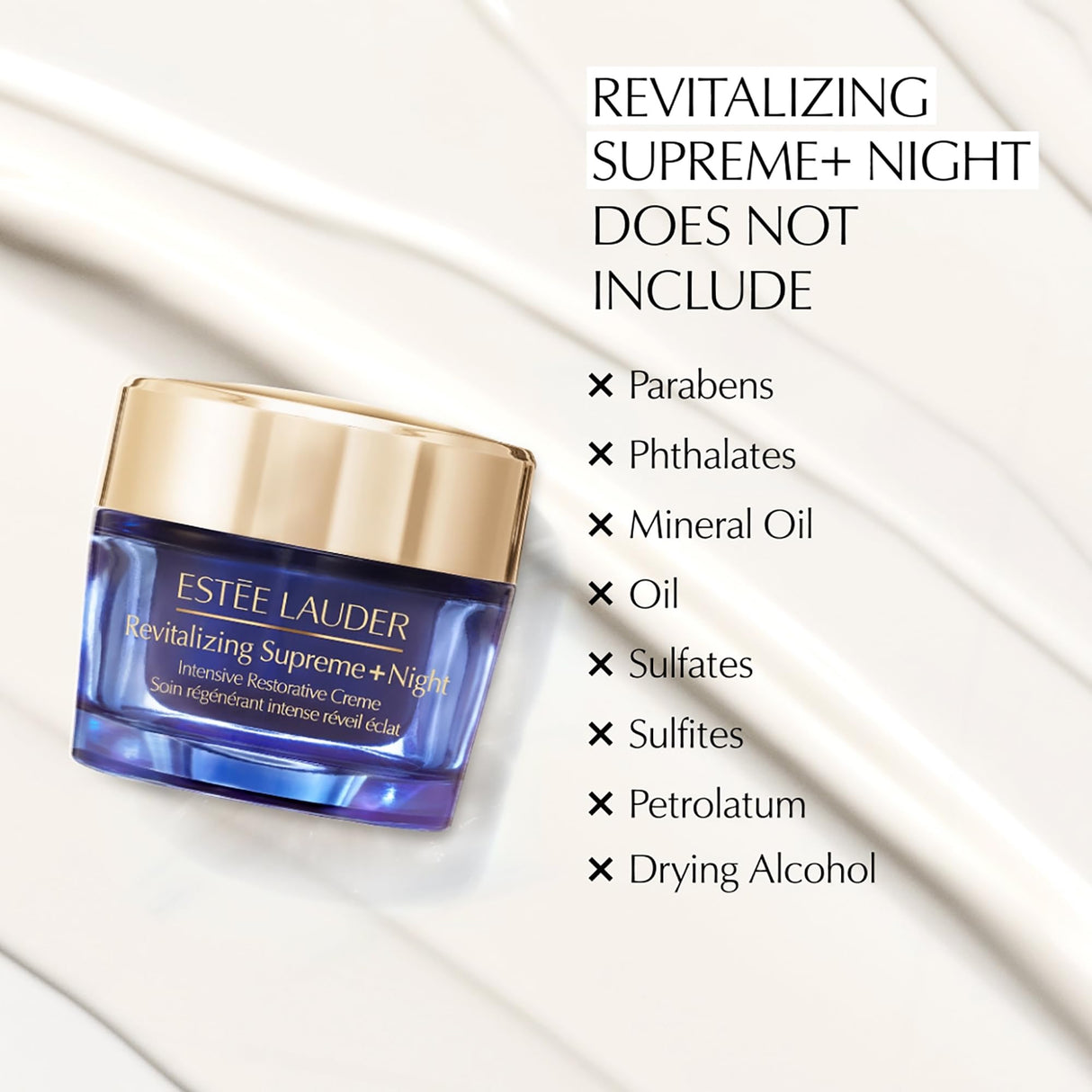 Estée Lauder Revitalizing Supreme+ Night Intensive Restorative Anti-Aging Cream Moisturizer with Hyaluronic Acid, 1.7 Ounce