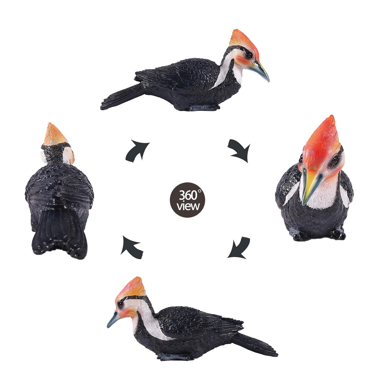 Simulated woodpecker sculpture outdoor resin bird statue, hanging tropical bird, Black-bellied Woodpecker sculpture perfect courtyard decoration, outdoor, courtyard, tree trunk,Large size: 11 inches