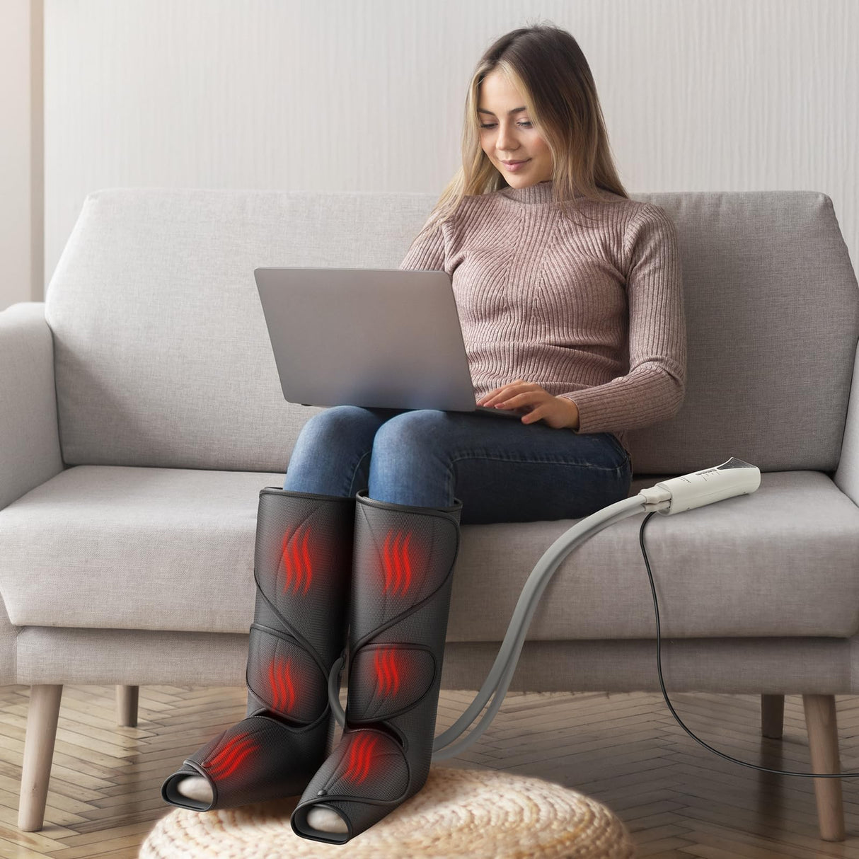 QUINEAR Leg Massager with Heat and Air Compression,Foot and Calf Massager for Circulation and Pain,Compression Boots with 3modes and 3 Intensities,Gift for Dad Mom(FSA or HSA Eligible)