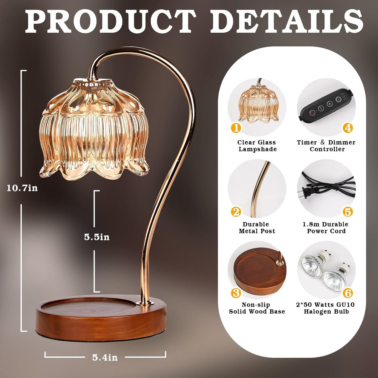 GEEZO Fragrance Candle Warmer Lamp,Electric Candle Warmer with Timer & Dimmer,Mom Christmas Birthday Gifts for Women, House Warming Gifts New Home Bedroom Decor