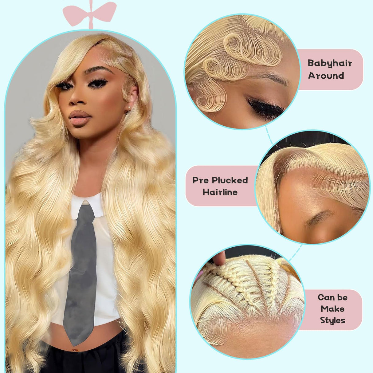 AAY 30 Inch 613 13x6 Lace Front Wig Human Hair 200 Density Blonde Body Wave Lace Front Wigs Human Hair Pre Plucked Blonde Wig Human Hair 613 HD Lace Frontal Wigs Human Hair 13x6