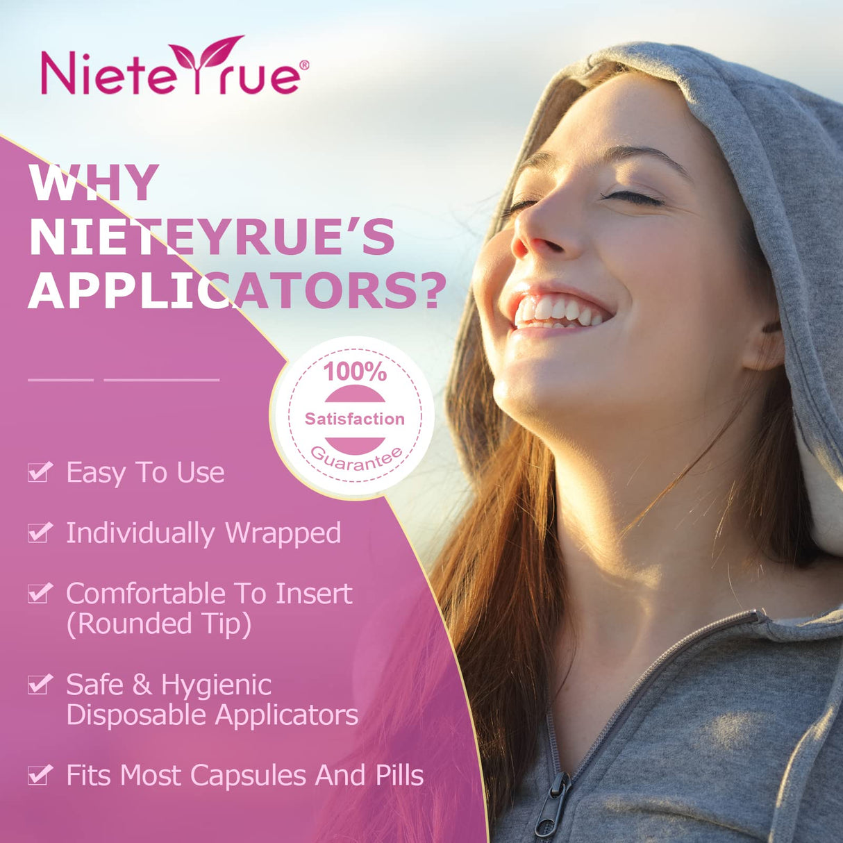 Disposable Suppository Applicators Individually Wrapped Hygienic Fit to Size 00 Cap-sules and Many Shapes of Suppositories, Tablets Feminine Care Applicators from Nieteyrue (60 Counts)