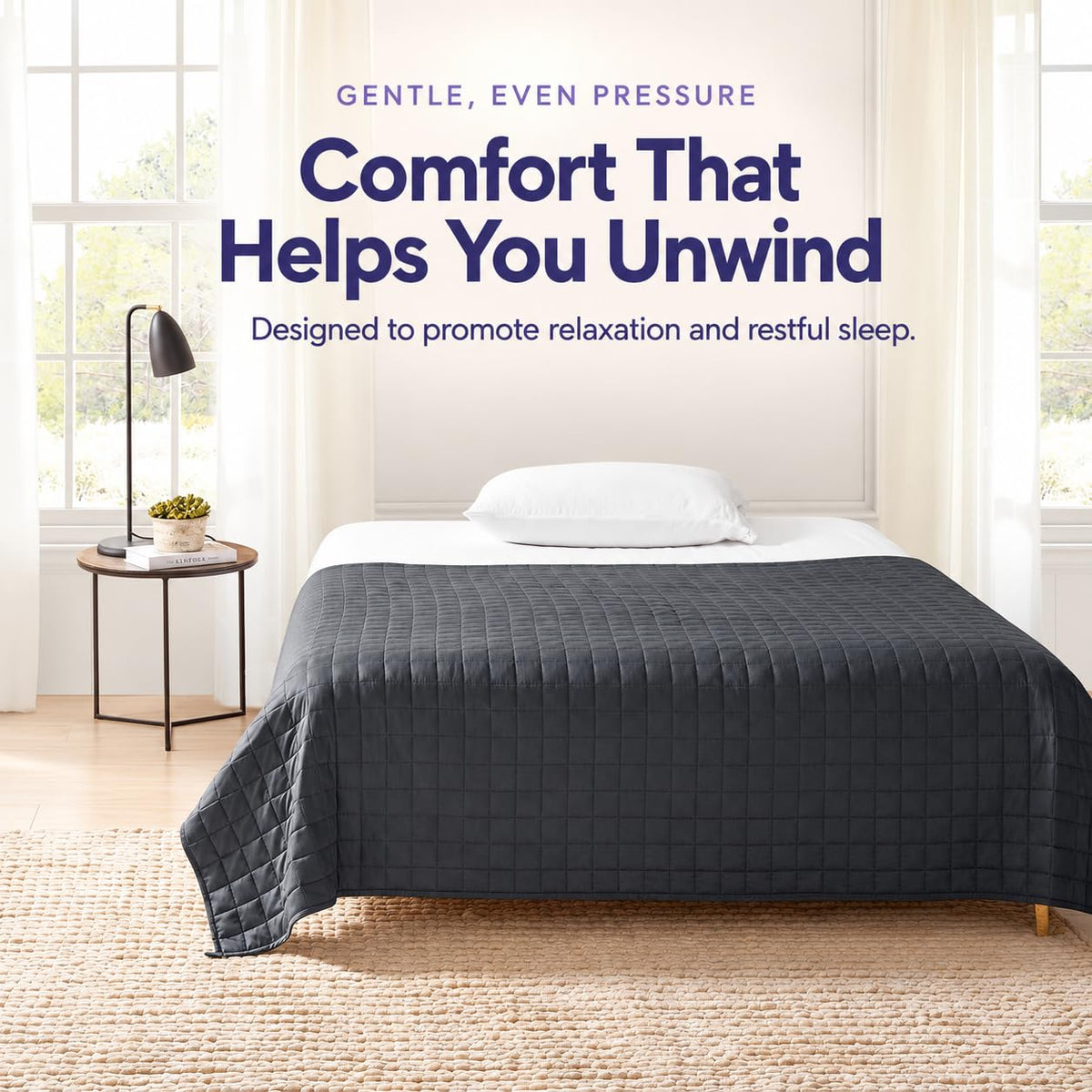 YnM 15lbs Weighted Blanket for Adults, 48x72 Inches, Dark Grey