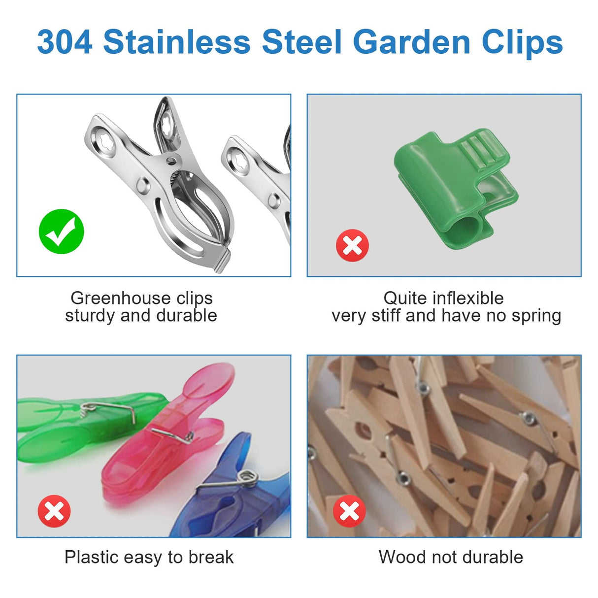 120 Pcs Greenhouse Clips, Garden Clips for Netting, Stainless Steel Greenhouse Clamps, Have a Strong Grip to Hold Down The Shade Cloth or Plant Cover on Garden Hoops or Greenhouse Hoops