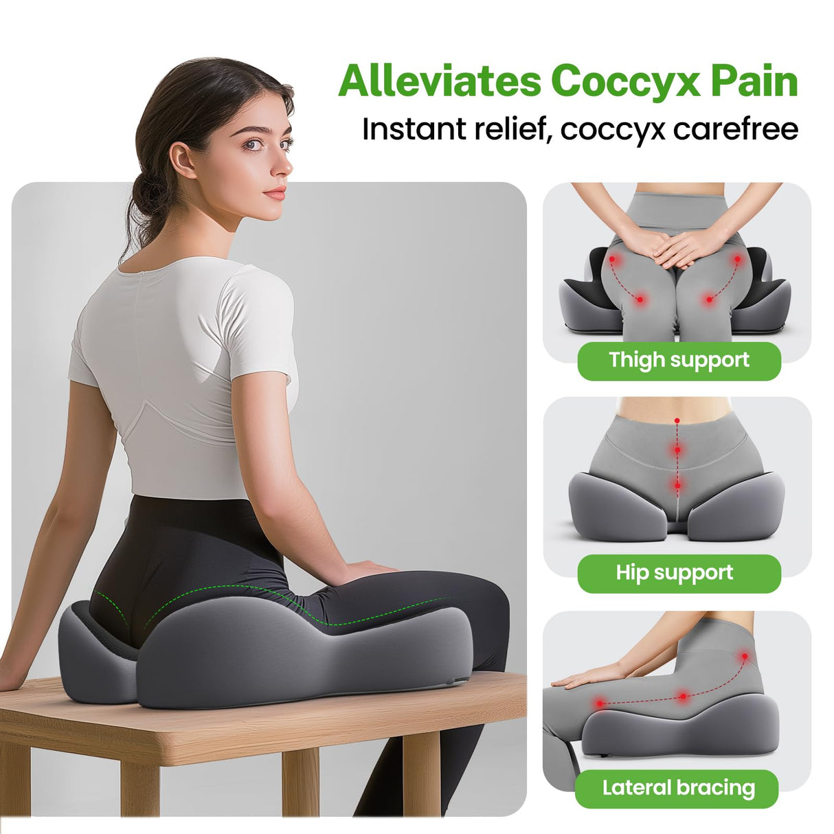Benazcap X Large Seat Cushion for Sciatica Pain Relief, 2024 Upgraded Seat Cushions for Office Chairs, Desk Chair Cushions/Office Chair Cushion, Tailbone Pain Relief Cushion for Car/Wheelchair