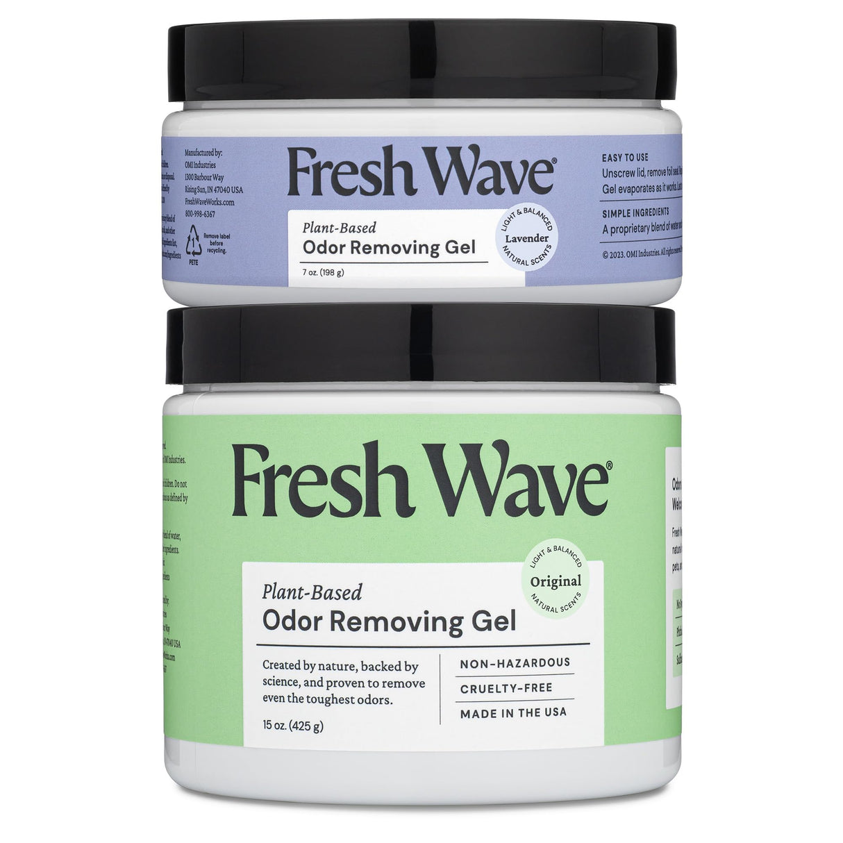 Fresh Wave Odor Removing Gel, Original 15 oz. & Lavender 7 oz.| Safer Odor Absorbers for Home | Natural Plant-Based Odor Eliminator | Every 7 oz. Lasts 15-30 Days | for Cooking, Trash & Pets