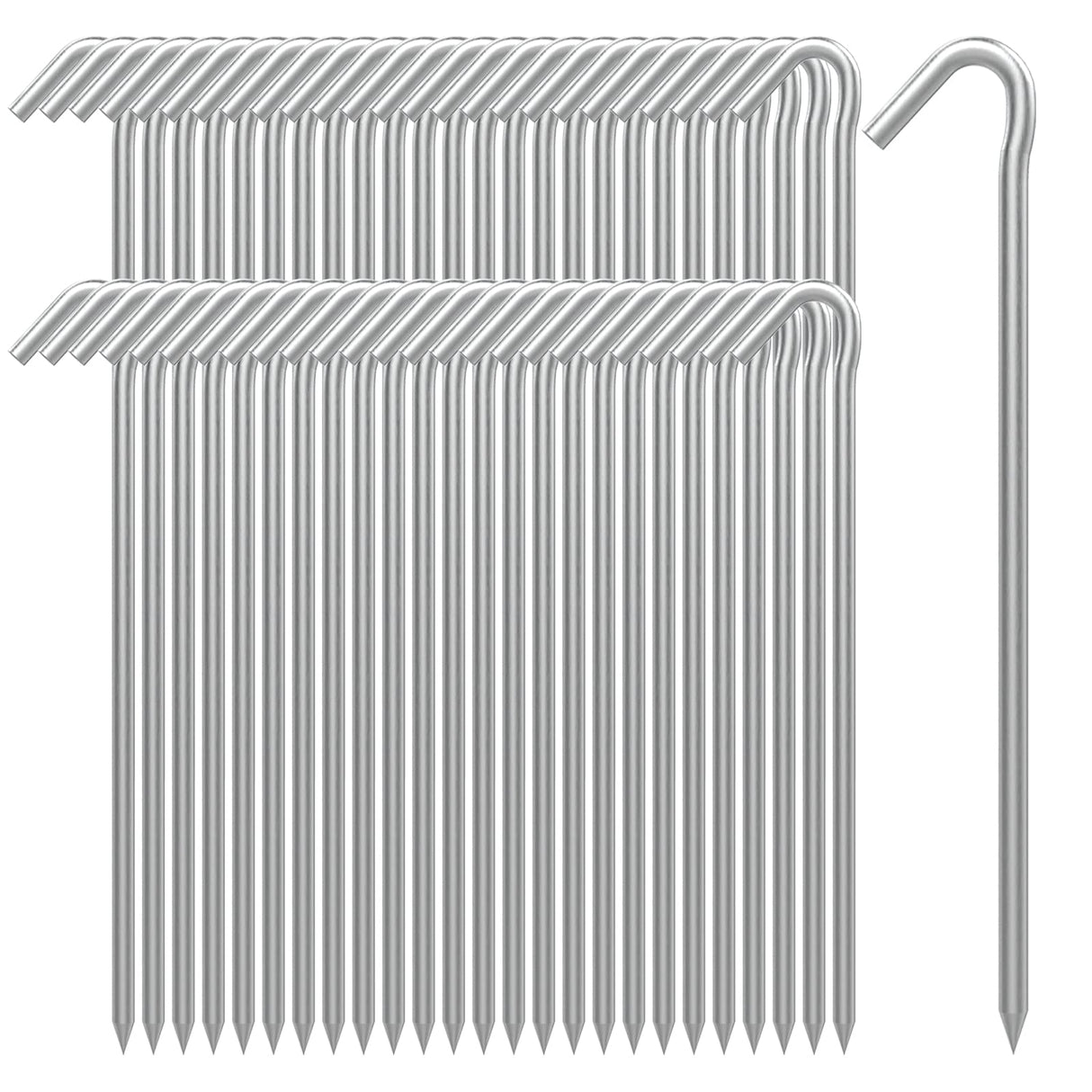 AAGUT Tent Stakes Heavy Duty Metal 9 Inch, 50 Pack Rust-Resistant Galvanized Steel Camping Stake Garden Edging Fence Hooks Yard Tent Pegs for Inflatable, Tarp, Outdoor Christmas Decorations