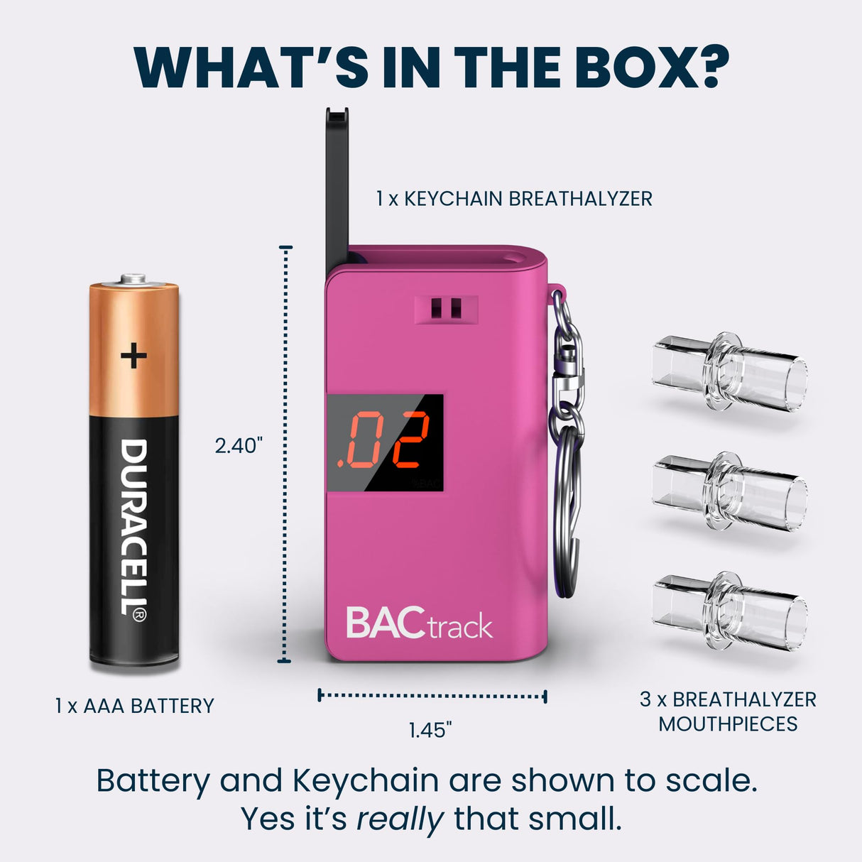 BACtrack Keychain Breathalyzer (Pink) | Ultra-Portable Pocket Keyring Alcohol Tester for Personal Use