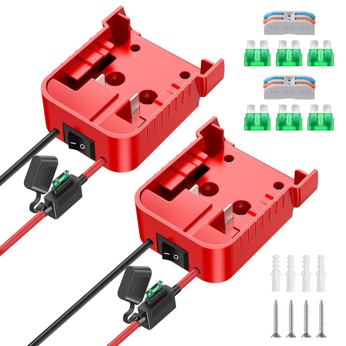 2 Packs Power Wheel Adapter for Milwaukee M18 Battery Adapter 18V Power Wheel Battery Conversion Kit with Switch, Fuse & Wire Terminals, 12AWG Wire, Power Connector for DIY Rc Car Toys and Robotics