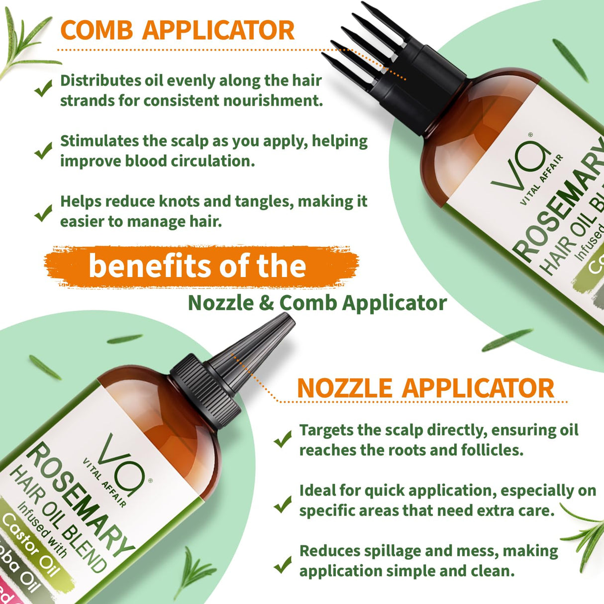VITAL AFFAIR Blend Of Pure Rosemary Oil With Castor, Batana, Jojoba Oil - Infused With Biotin & Vitamin E-Blend of Effective Hair Oils for Hair Growth-Strengthening Treatment 6 Fl Oz