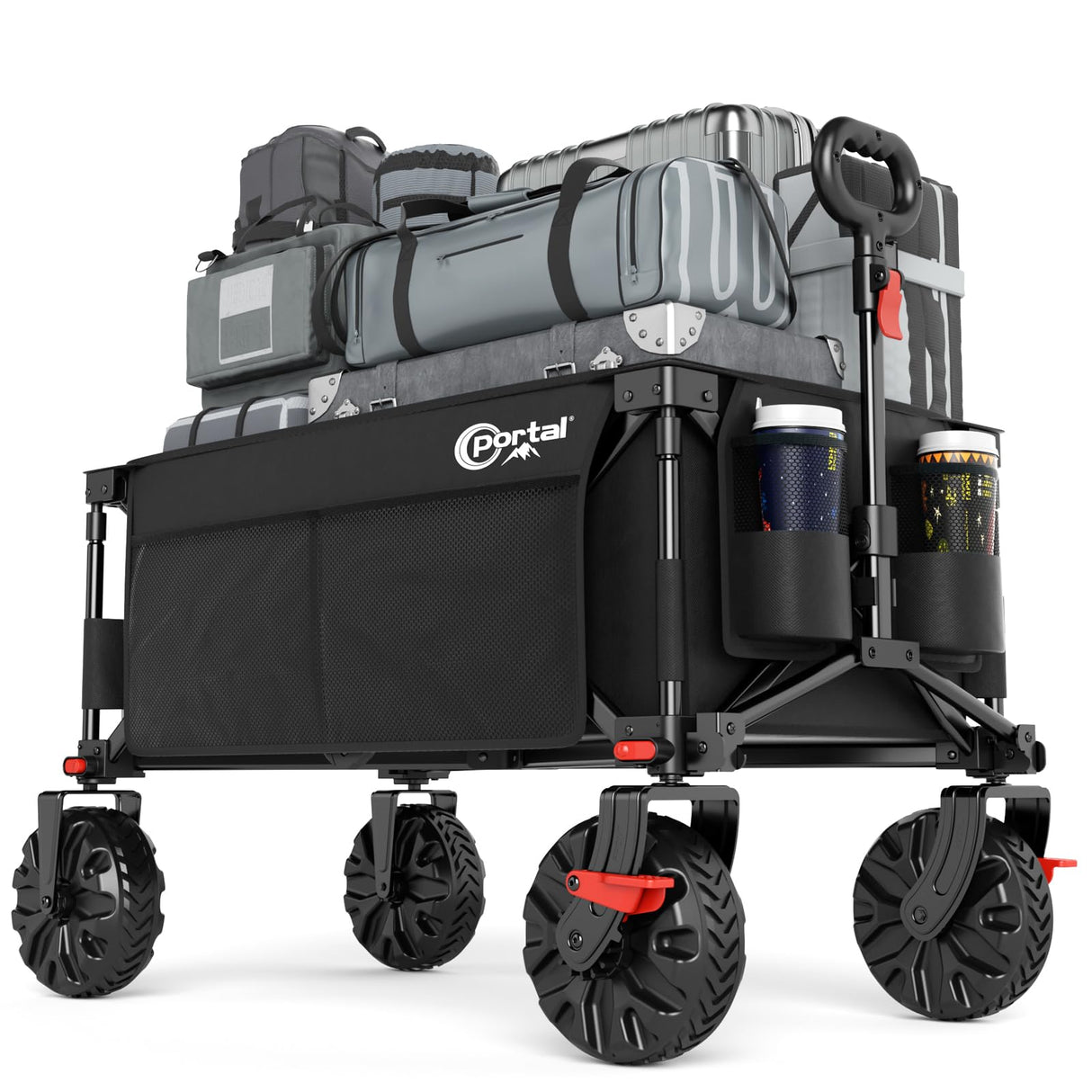 Portal Folding Wagon Brakes, All-Terrain Heavy Duty, Camping Garden Cart