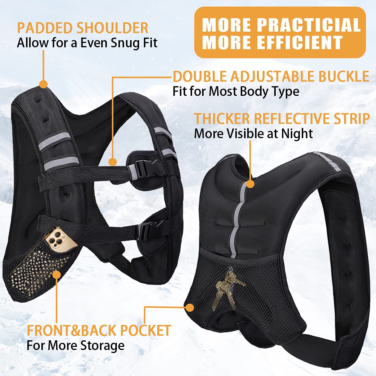 BITLIFUN Weighted Vest for Men Workout,Strength Training Weight Vest for Men and Women, Workout Equipment for Training,Running,Jogging,etc - 8lbs,12lbs,16lbs,20lbs,25lbs (30LBS (13.6KG), Black)