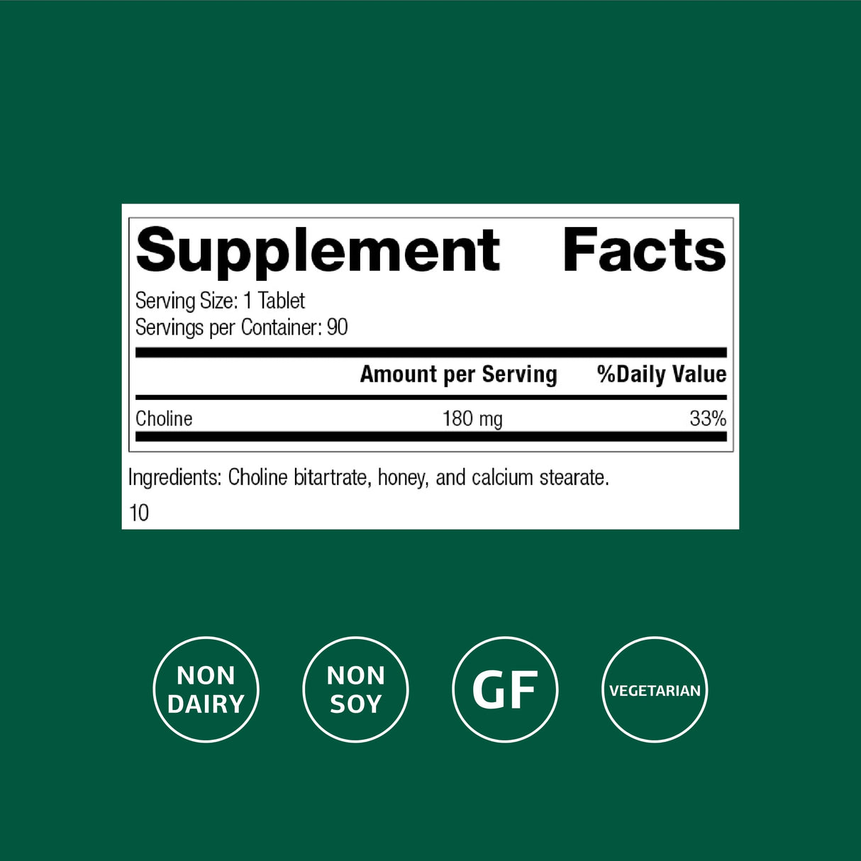 Standard Process Choline - Supports Healthy Fat Metabolism, Liver Health & Nervous System Function - Gluten-Free, Non-Dairy & Vegetarian -180 mg, 90 Tablets